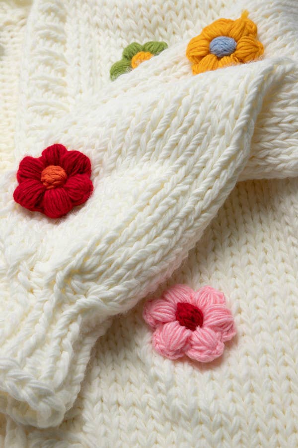 Crochet Applique Bold Floral Cardigan – Sugar + Style